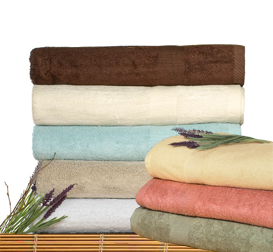 Bamboo Towels Sets Available in Butterscotch Gold, Chocolate Brown, White, Ivory, Ocean Blue, Sage Green, and Tangerine Blossom